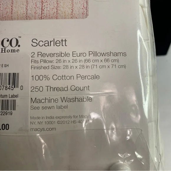 NWT Style& Co. Home two reversible euro pillow shams. Multicolor. - Picture 6 of 7